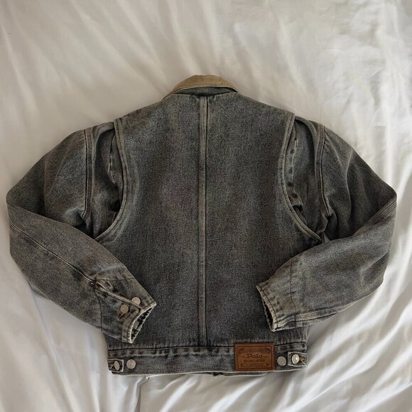 Vintage 1990 Polo Ralph Lauren Flannel Lined Denim Trucker Jacket - Picture 13 of 14